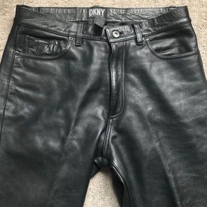 DKNY Black Leather Jeans.